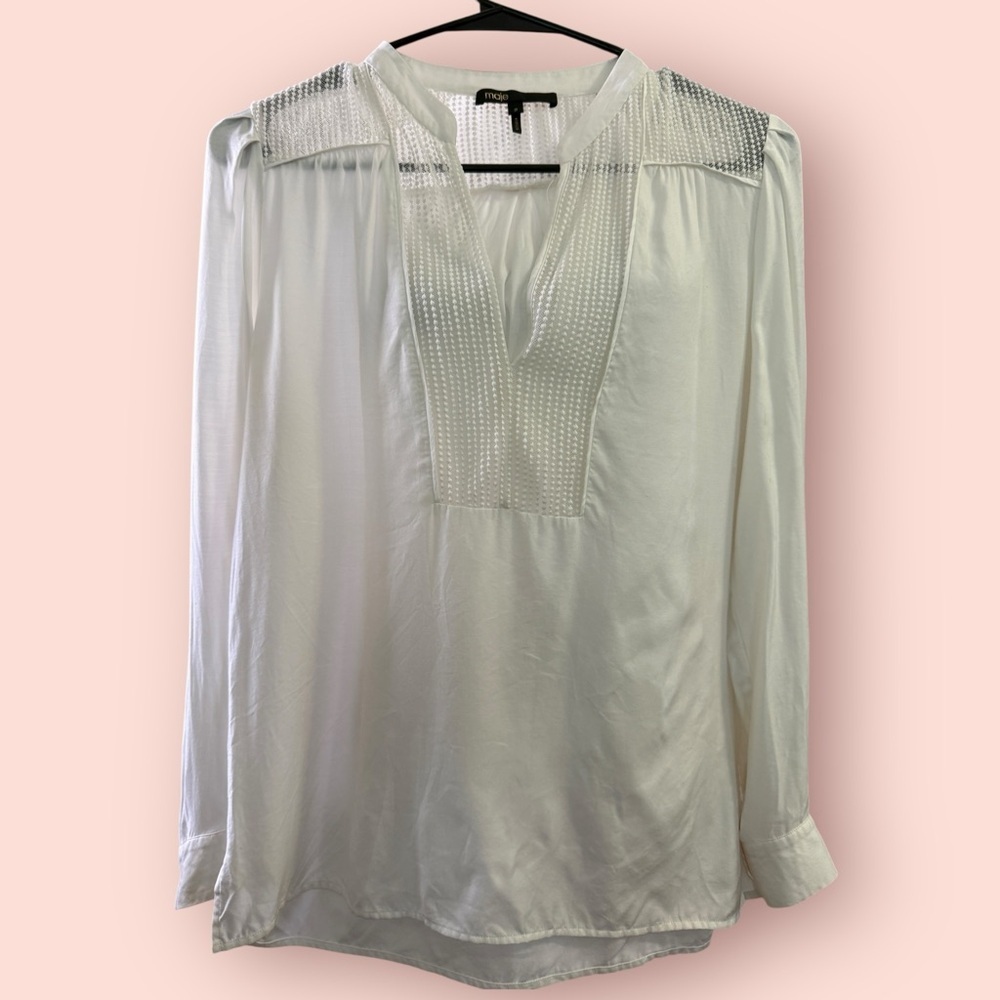 Maje Silk Blend Women's Designer Top France/Eu Size 2 (Us 10)